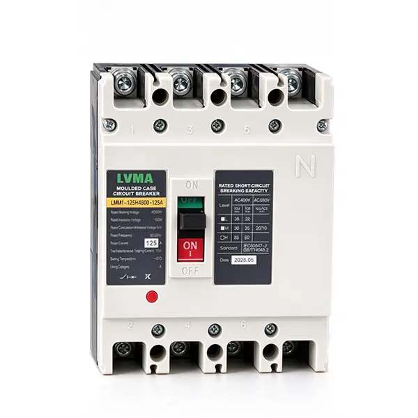 LVMA LMM1-250M 4P 250A moulded case circuit breaker 35kA Ics thermal magnetic trip MCCB IEC 60947-2 for industrial distribution