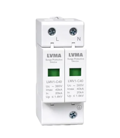 LVMA LMV1-C40 2P 385V Type 2 AC surge protective device DIN rail mount 20kA 40kA surge arrester with visual status indicator