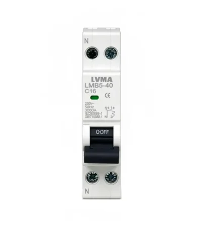 LVMA LMB5-40 1P+N C40 miniature circuit breaker white DIN rail mounted MCB (3)