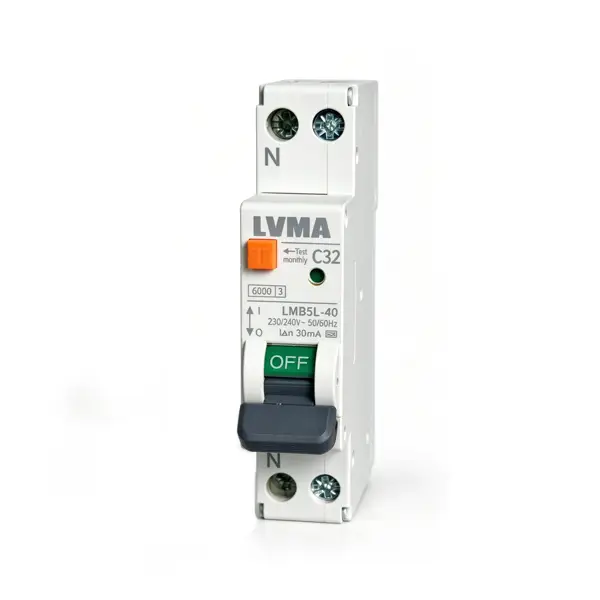 LVMA LMB5L-40 RCBO 1P+N C40 residual current circuit breaker with overcurrent protection white DIN rail circuit breaker-1
